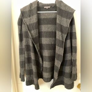 Vince cashmere alpaca wool black & gray Striped sweater long sleeve with hood XS